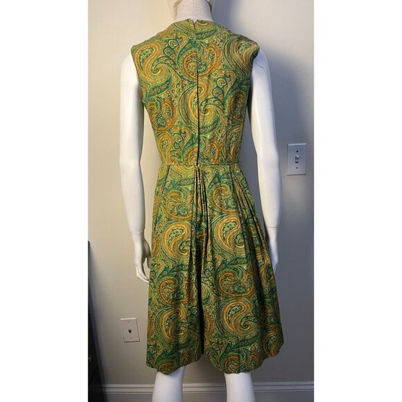 VINTAGE 60'S KERRYBROOKE PAISLEY PLEATS DRESS 2/4 - Picture 6 of 7